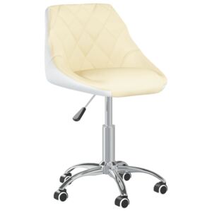 Otočná kancelářská židle krémová a bílá umělá kůže