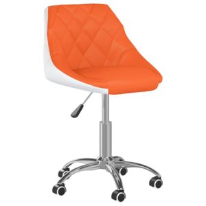 Otočná kancelářská židle oranžová a bílá umělá kůže