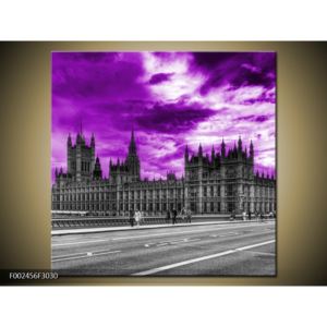 Obraz Westminsterského opatství s fialovou oblohou (F002456F3030)