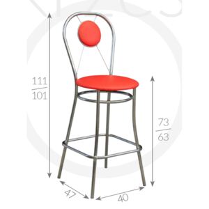Barová židle Ola Metpol 111/101 x 73/63 x 47 x 40 Barva: Bílá