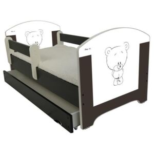 SKLADEM: Dětská postel bez šuplíku HNĚDÝ MEDVÍDEK 140x70 cm + 2x krátká bariérka