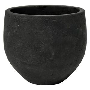 Pottery Pots Venkovní květináč kulatý Mini Orb M, Black Washed (barva tmavě šedá), kolekce Rough, materiál Fiberclay, průměr 25 cm x v 21 cm, objem cca 8 l