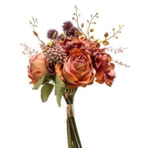 Umělá Růže hydrangea puget oranžová, 32cm