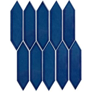 The Mosaic Factory Obklad keramická modrá Mozaika Picket Blue Glossy 4,8x19,5 (25,8x31,3) cm - PAPIC38