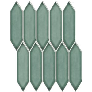 The Mosaic Factory Obklad keramická zelená Mozaika Picket Green Grey Glossy 4,8x19,5 (25,8x31,3) cm - PAPIC82