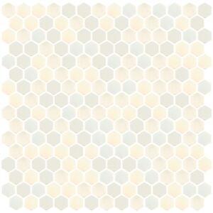 Hisbalit Obklad skleněná bílá Mozaika 504 HEXAGON hexagony 2,3x2,6 (33,3x33,3) cm - HEX504LH