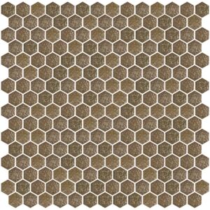 Hisbalit Obklad skleněná zlatá Mozaika 712 HEXAGON hexagony 2,3x2,6 (33,3x33,3) cm - HEX712BH