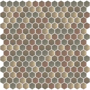 Hisbalit Obklad skleněná zlatá Mozaika 713 HEXAGON hexagony 2,3x2,6 (33,3x33,3) cm - HEX713MH