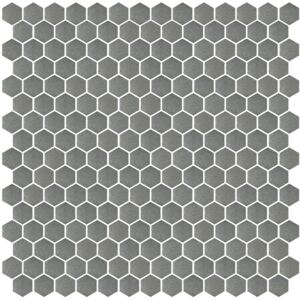 Hisbalit Obklad skleněná šedá Mozaika 720 HEXAGON hexagony 2,3x2,6 (33,3x33,3) cm - HEX720MH