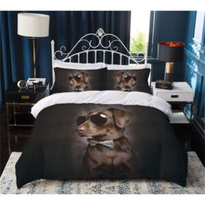 Sendia 3-dílné povlečení pes elegán 3 D černá 140 x 200 na jednu postel