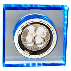 Stropní LED podhledové osvětlení FALL, 1xGU10 50W + LED 3W, 9x9cm, hranaté, modré