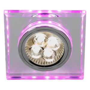 Stropní LED podhledové osvětlení FALL, 1xGU10 50W + LED 3W, 9x9cm, hranaté, růžové