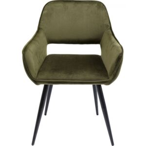 KARE DESIGN Olivově zelená čalouněná židle s područkami San Francisco