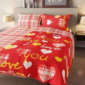 Homa povlečení LOVE YOU červená - 140x200cm bavlna - 140 x 200 cm - 1 x polštář 1 x přikrývka - Červená