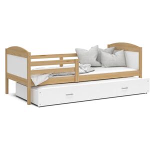 Dětská postel s přistýlkou MATTEO 2 - 190x80 cm - bílá/borovice