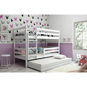 Dětská patrová postel s přistýlkou v bílé barvě F1390