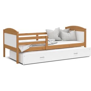 Dětská postel s přistýlkou MATTEO 2 - 190x80 cm - bílá/olše