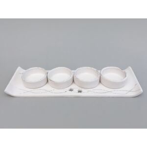 Keramika Andreas® Keramický adventní svícen - bílo-stříbrný