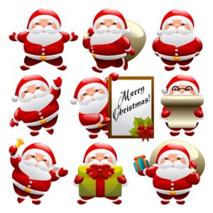 Sada 9 vánočních samolepek Ambiance Funny Santa Claus