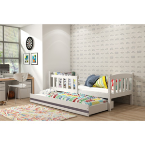 B2b1 BMS-group Dětská postel s přistýlkou KUBUS 2 80x190 cm, bílá/grafitová Pěnová matrace