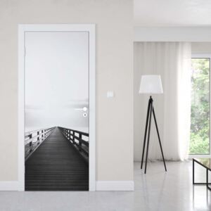 GLIX Fototapeta na dveře - Ocean Pier Black And White | 91x211 cm