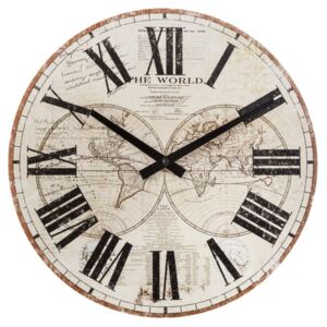 Nástěnné hodiny s světovou mapou římské čísla pro obývací pokoj kuchyně Průměr 28 cm