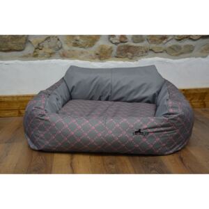 Cerino pelech pro střední plemena Imola křeslo 110 x 95 x 20 CODURA RŮŽOVÁ KOST/SV.ŠEDÁ