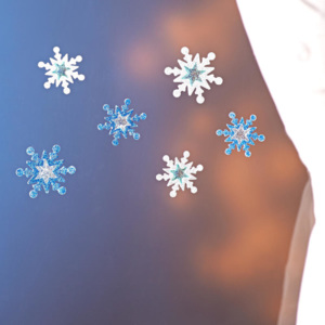 Magnet 3Pagen 6 obrázků na okno Sněhové vločky, stříbrná-světle modrá stříbrná-světle-modrá