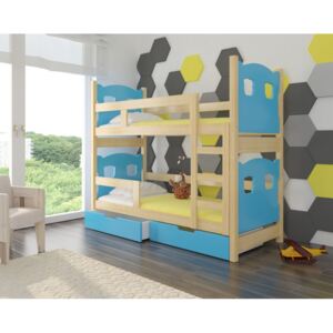 ADRK Dětská patrová postel MARABA Provedení: Modrá/borovice