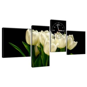 Obraz s hodinami Bílé tulipány - Mark Freeth 140x70cm ZP1601A_4O