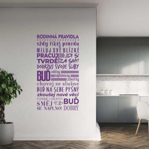 GLIX Rodinná pravidla 2 - samolepka na zeď Fialová 50 x 100 cm