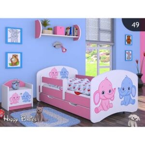 HAPPY BABIES Postel s obrázkem růžový a modrý slon 140 x 70 cm - buk