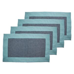 Home Elements Prostírání z recyklované bavlny, 4 ks, 30 x 50 cm, modrá