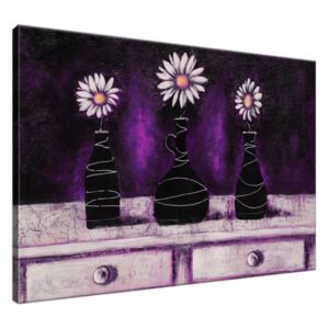 Ručně malovaný obraz Kopretinové fialové trio 100x70cm RM2470A_1Z