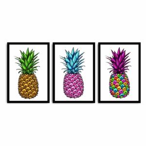 Trojdílný obraz Pineapple, 109 x 50 cm