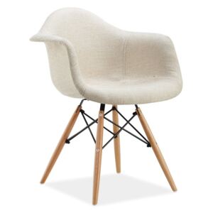 Jídelní čalouněná židle v krémové barvě s dřevěnou konstrukcí KN901