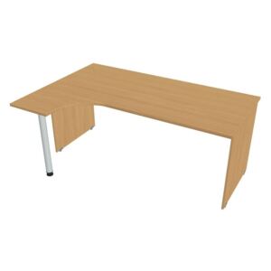 HOBIS Ergonomický psací stůl UNI, 1800 x 1200 mm, dřevěné nohy, pravý, buk + Záruka 7 let
