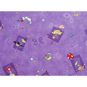 Metrážový koberec Happy / 856 fialová - Rozměr na míru s obšitím