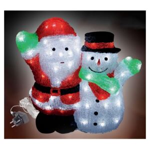 Sněhulák a Santa akryl do zásuvky 90 LED studená bílá 40x21x38 cm přívod 10m