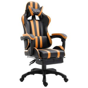 Herní židle s podnožkou oranžová PU