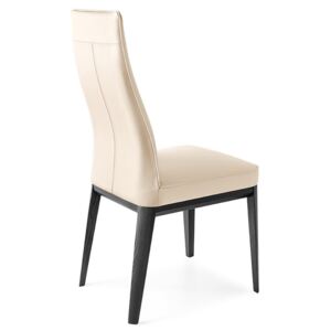 Calligaris Kožená židle Margot vysoká, dřevo, CS1861-LH Podnoží: Kouřový jasan (dřevo), Sedák: Pravá kůže měkká - Taupe (šedohnědá)