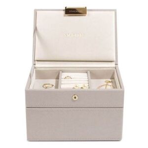 WEBHIDDENBRAND Šperkovnice Stacker, Světle šedá/béžová | Jewellery Box Set Mini