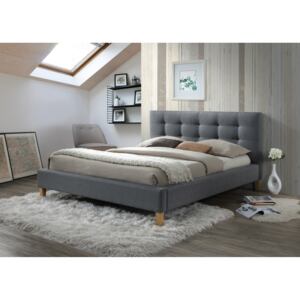 Čalouněná postel TEXAS 180 x 200 cm šedá s roštem ZDARMA Matrace: Matrace Deluxe 15 cm