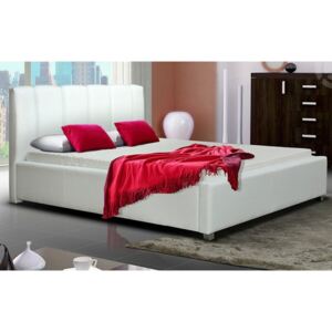 Čalouněná postel s úložným porstorem CS35008, bílá ekokůže, 160x200 cm