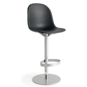 Connubia Barová židle Academy, kov, regenerovaná kůže, v.sedu 66-85 cm, CB1676-LHS Podnoží: Matná ocel (kov), Sedák: Regenerovaná kůže - Grey (šedá)