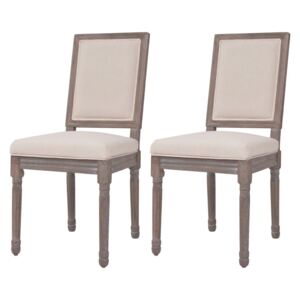 Jídelní židle Sharon - 2 ks - lněné - 47x58x98 cm | krémově bílé