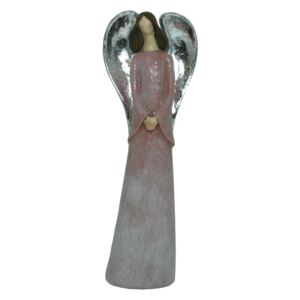 Anděl keramický se stříbrnými křídly 20 cm