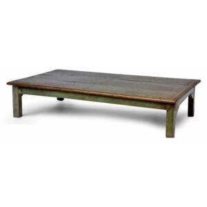 Stůl z antik teakového dřeva, zelená patina, 153x86x33cm