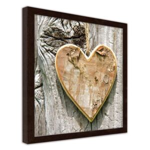 CARO Obraz v rámu - A Heart Made Of Wood 20x20 cm Hnědá