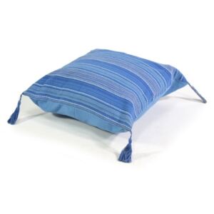 Bavlněný povlak na polštář s třásněmi a protkáváním, modrá, zip, 40x40cm